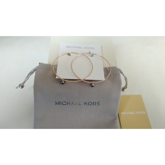 MICHAEL KORS Rose Goldtone Hoop Earrings with Box - Picture 7 of 8